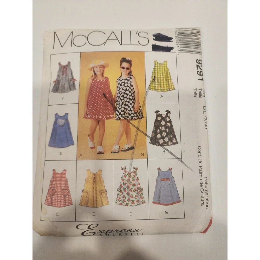McCall's Express Yourself Pattern #9291 Girls Dresses Sizes‎ 2-8  Uncut